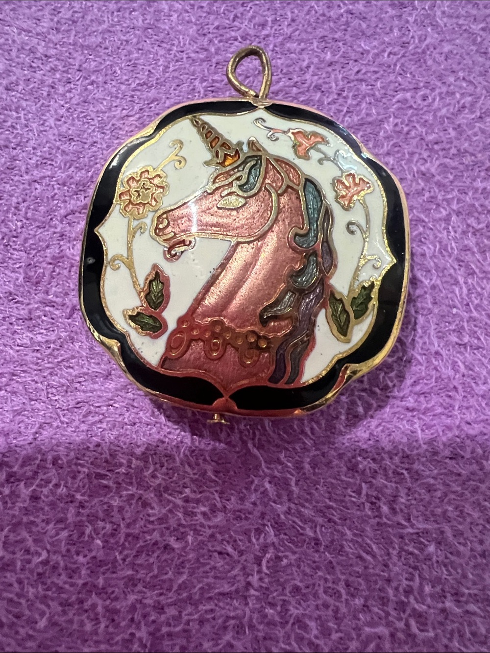 B#90-Enamel Unicorn Pendant in Pink and Gold – Women Jewelry